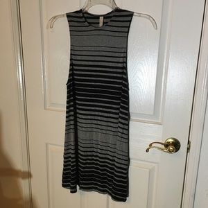 American Apparel Black Grey Dress Olivia Striped Jersey Tank Shift Flowy XS